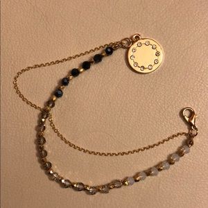 Vintage crystal bracelet with gold plated charm